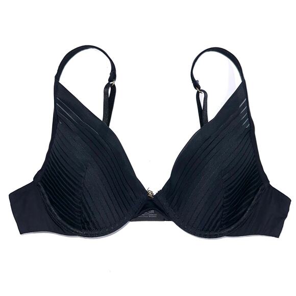 ThirdLove 24/7 Black Seamless Stripe Plunge Bra Size 36A - Picture 1 of 8